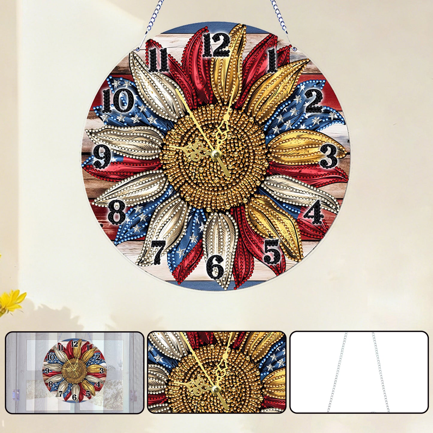 Sunflower 2D Flat DIY Acrylic Diamonds Painting Clocks Home   Bedroom Decor