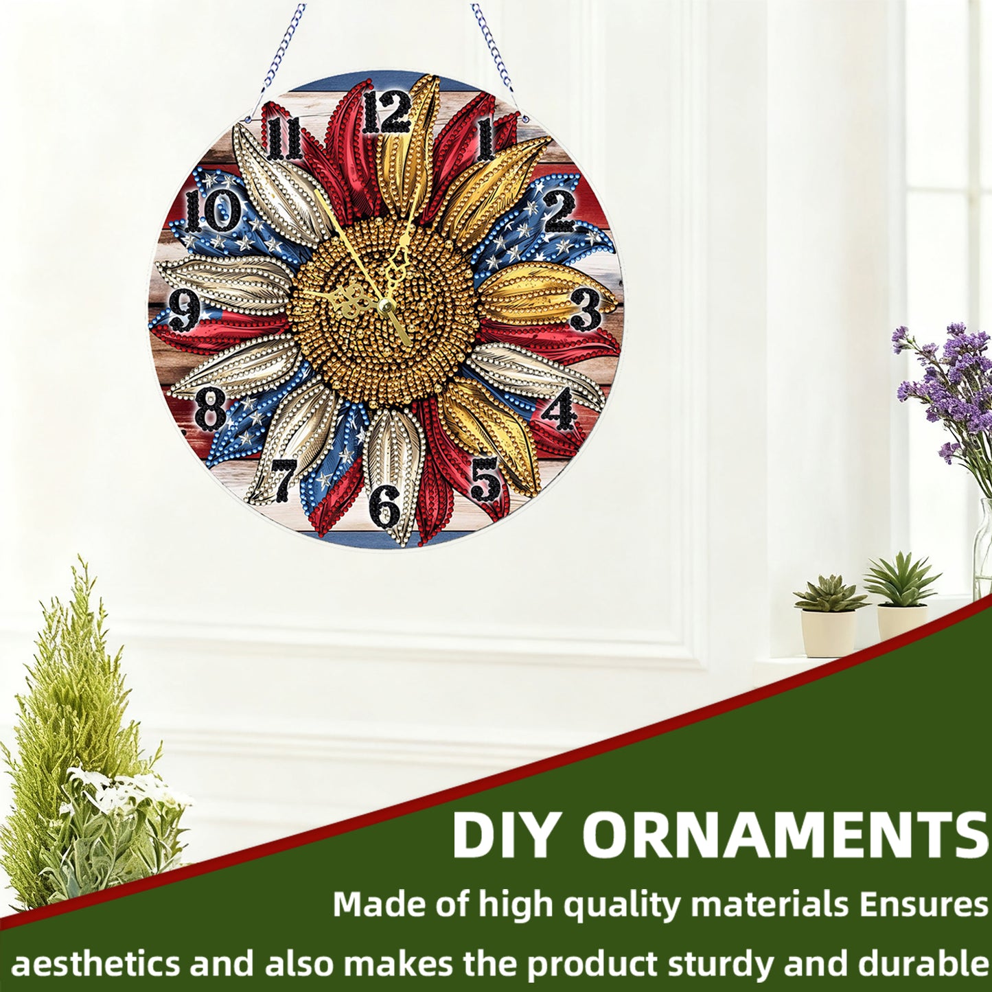 Sunflower 2D Flat DIY Acrylic Diamonds Painting Clocks Home   Bedroom Decor