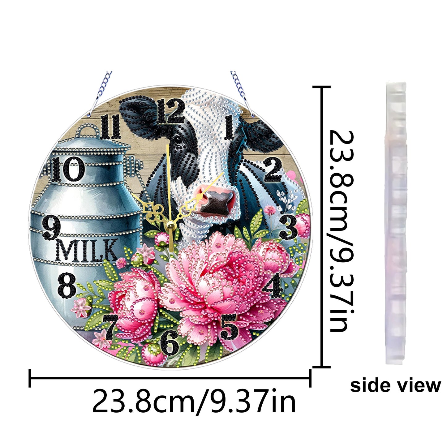 Dairy Cow 2D Flat DIY Acrylic Diamonds Painting Clocks Home   Bedroom Decor