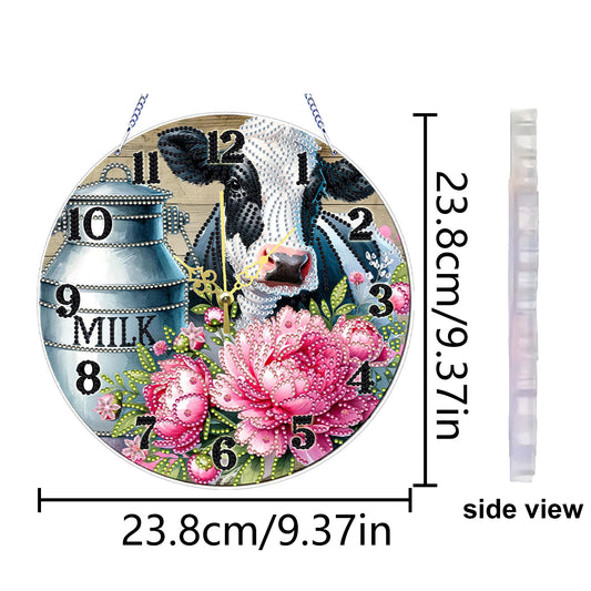 Dairy Cow 2D Flat DIY Acrylic Diamonds Painting Clocks Home   Bedroom Decor