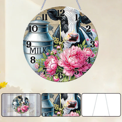 Dairy Cow 2D Flat DIY Acrylic Diamonds Painting Clocks Home   Bedroom Decor