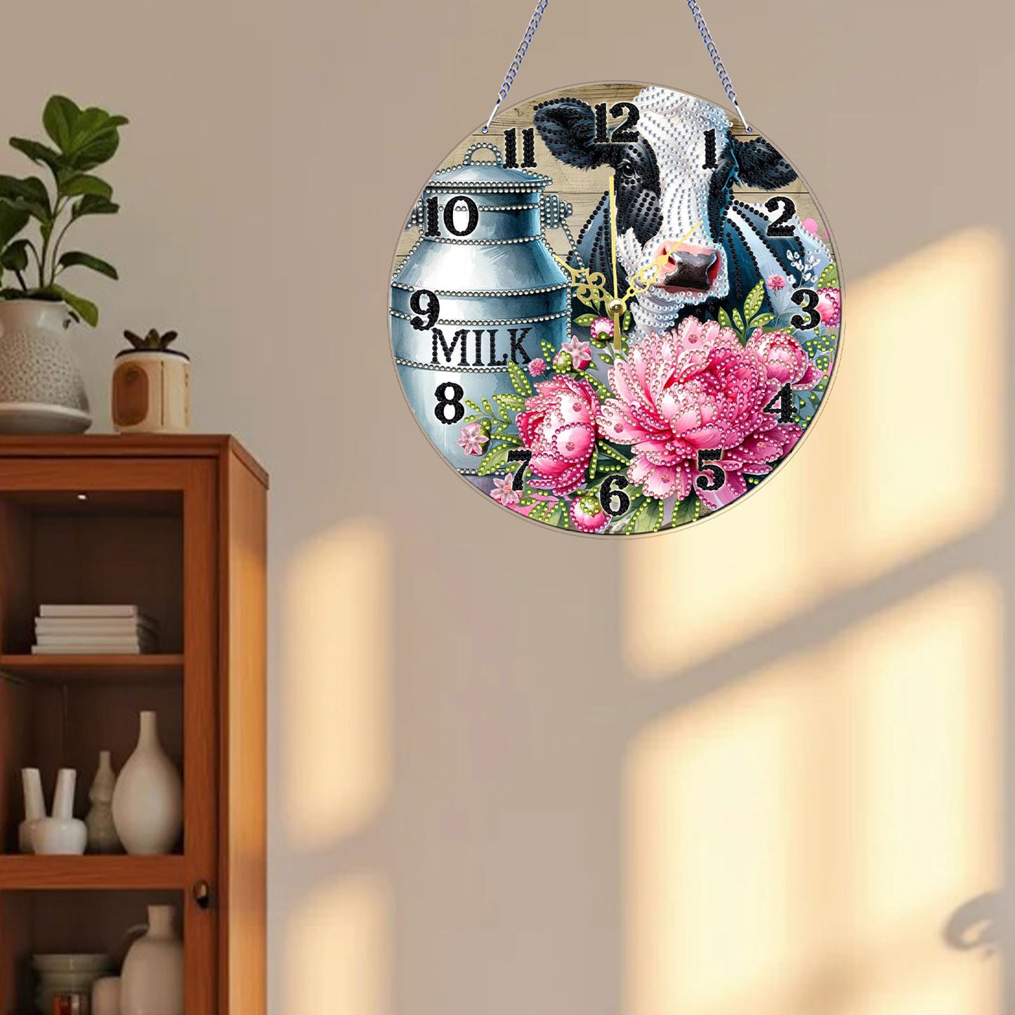 Dairy Cow 2D Flat DIY Acrylic Diamonds Painting Clocks Home   Bedroom Decor