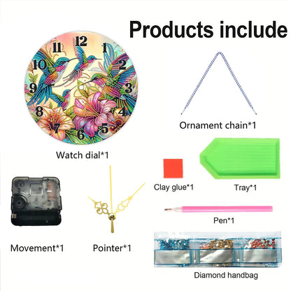 Bird Carry Flower 2D Flat DIY Acrylic Diamonds Painting Clocks Bedroom Decor