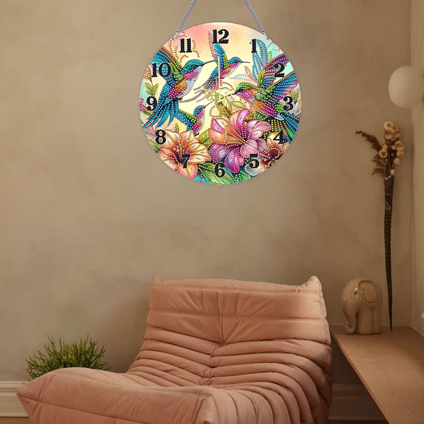 Bird Carry Flower 2D Flat DIY Acrylic Diamonds Painting Clocks Bedroom Decor