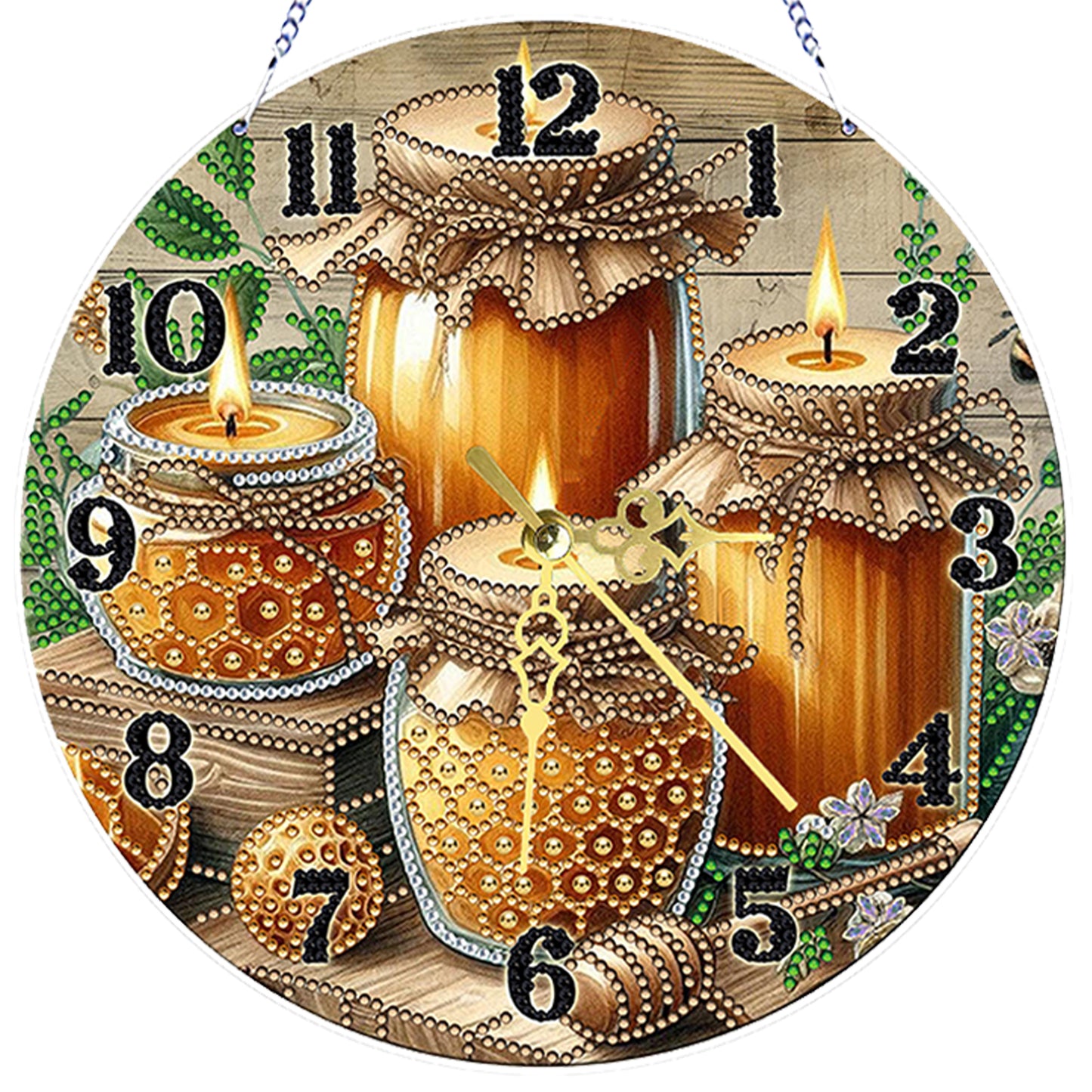 Honey 2D Flat DIY Acrylic Diamonds Painting Clocks for Home Wall or Window Decor