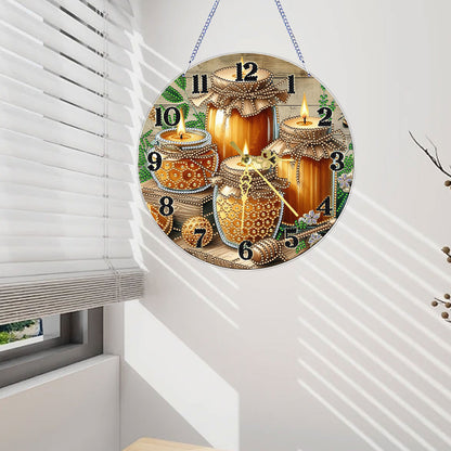 Honey 2D Flat DIY Acrylic Diamonds Painting Clocks for Home Wall or Window Decor