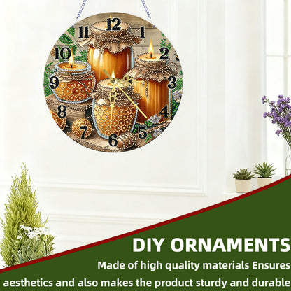 Honey 2D Flat DIY Acrylic Diamonds Painting Clocks for Home Wall or Window Decor