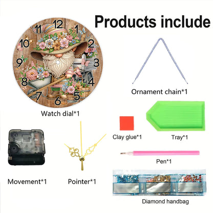 Flower Gnom 2D Flat DIY Acrylic Diamonds Painting Clocks Home   Bedroom Decor