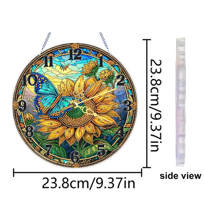 Butterfly Sunflower 2D Flat DIY Acrylic Diamonds Painting Clocks Bedroom Decor