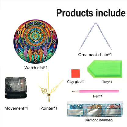 Dreamcatcher 2D Flat DIY Acrylic Diamonds Painting Clocks Home   Bedroom Decor