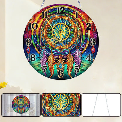 Dreamcatcher 2D Flat DIY Acrylic Diamonds Painting Clocks Home   Bedroom Decor