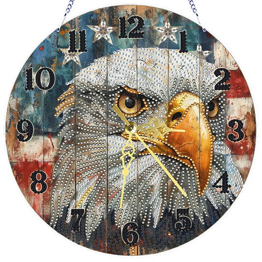 Eagle 2D Flat DIY Acrylic Diamonds Painting Clocks for Home Wall or Window Decor