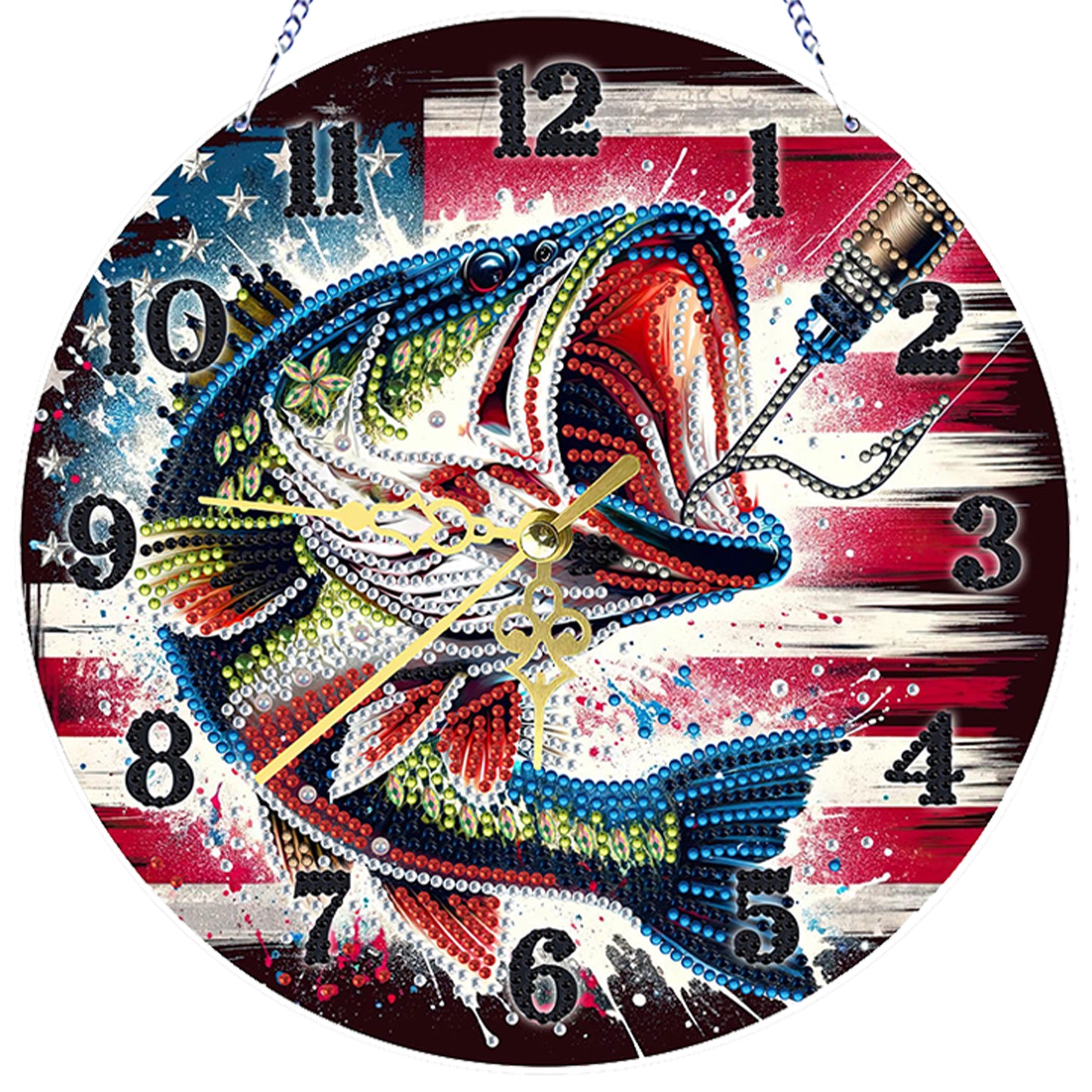 Big Fish 2D Flat DIY Acrylic Diamonds Painting Clocks for Living Room Decoration