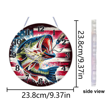 Big Fish 2D Flat DIY Acrylic Diamonds Painting Clocks for Living Room Decoration