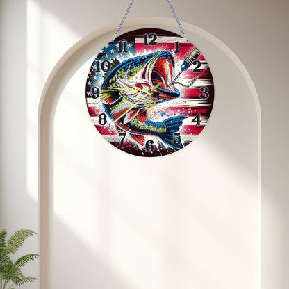 Big Fish 2D Flat DIY Acrylic Diamonds Painting Clocks for Living Room Decoration