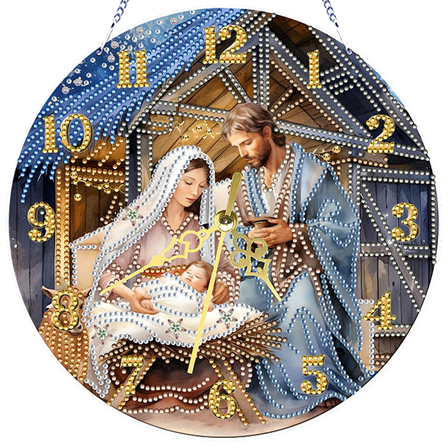Jesus Virgin Mary 2D Flat DIY Acrylic Diamonds Painting Clocks Bedroom Decor
