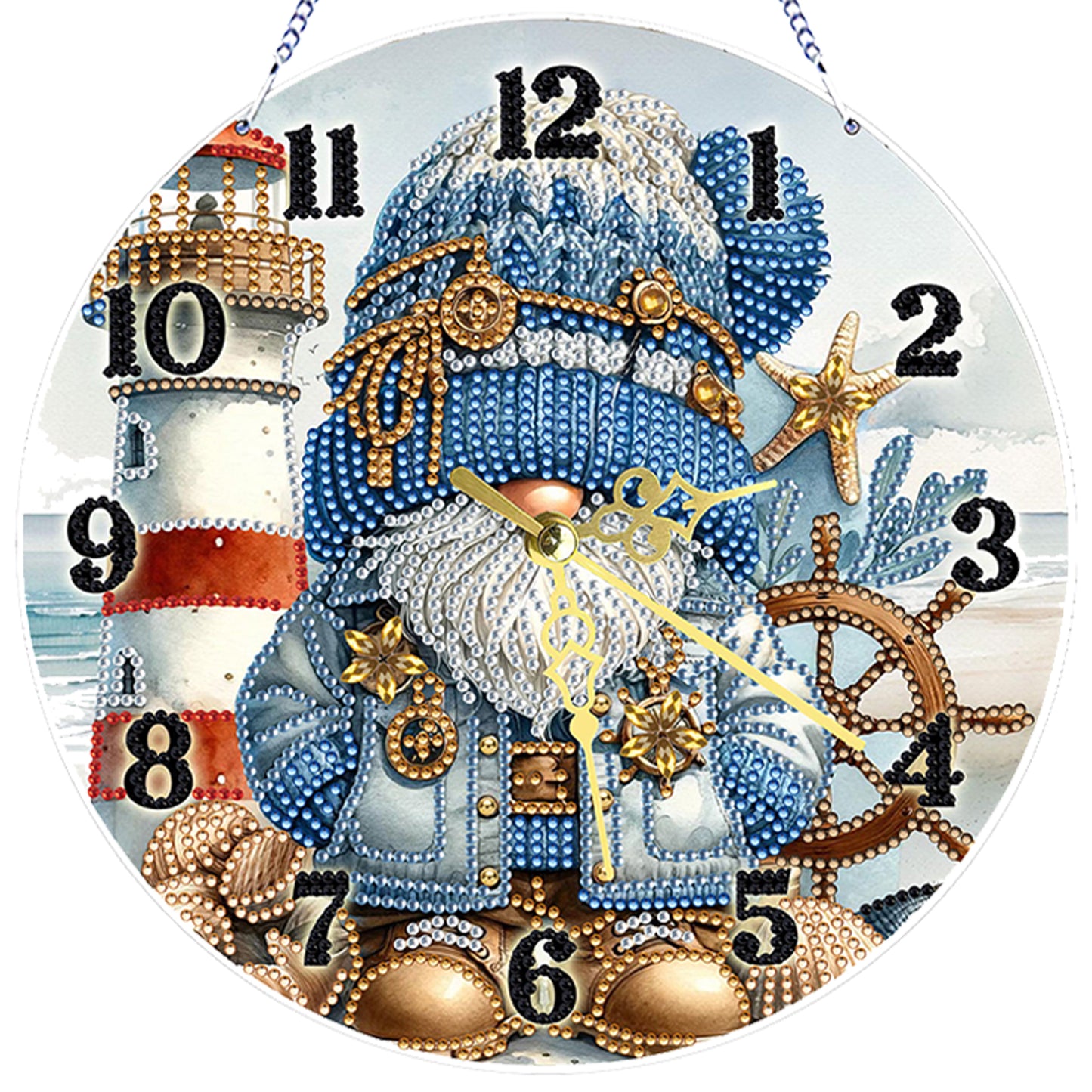 Lighthouse Gnome 2D Flat DIY Acrylic Diamonds Painting Clocks Bedroom Decor
