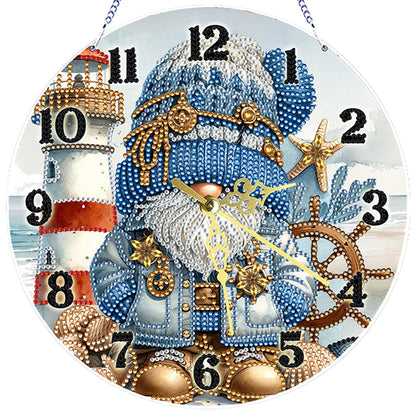 Lighthouse Gnome 2D Flat DIY Acrylic Diamonds Painting Clocks Bedroom Decor