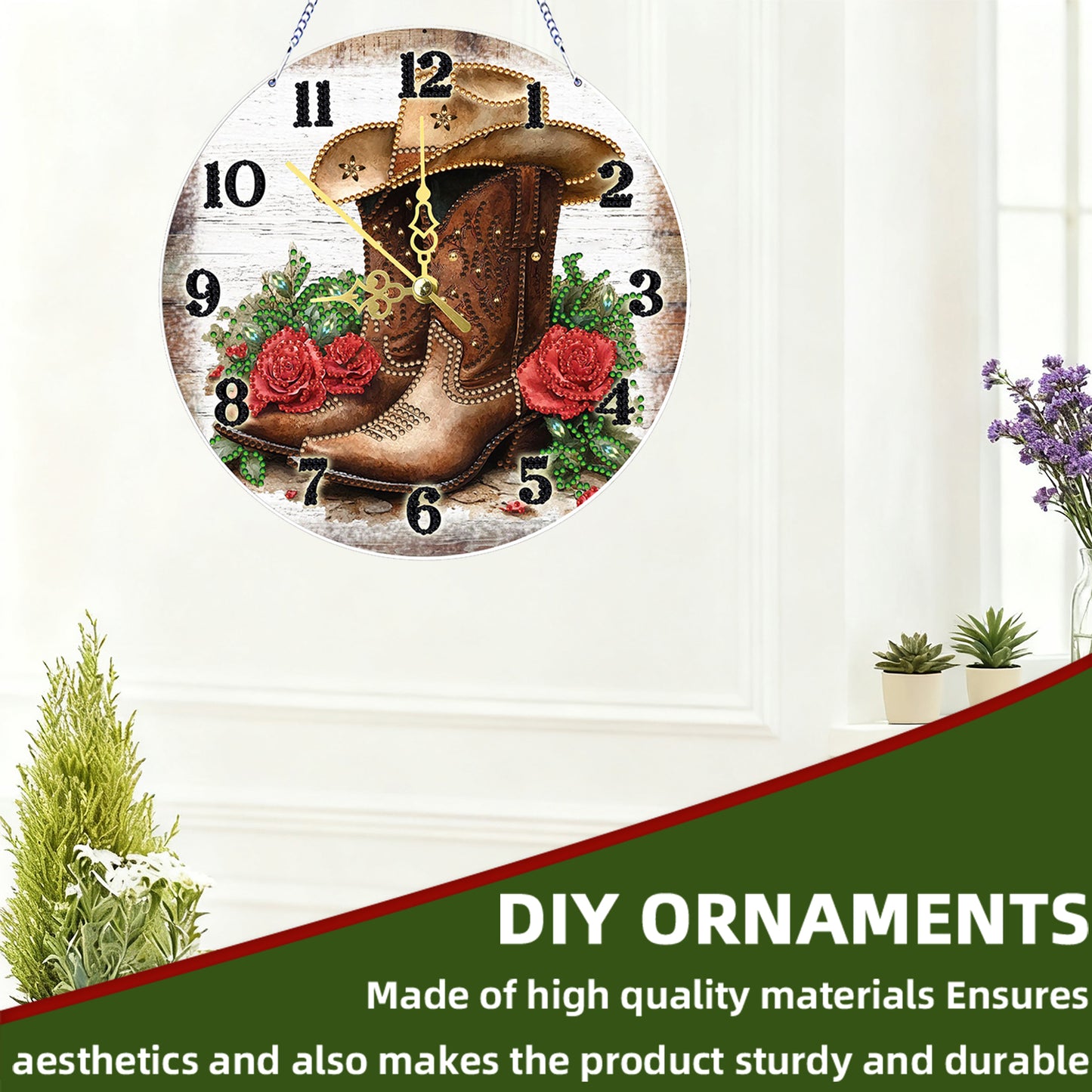 Knight Boots 2D Flat DIY Acrylic Diamonds Painting Clocks Home   Bedroom Decor