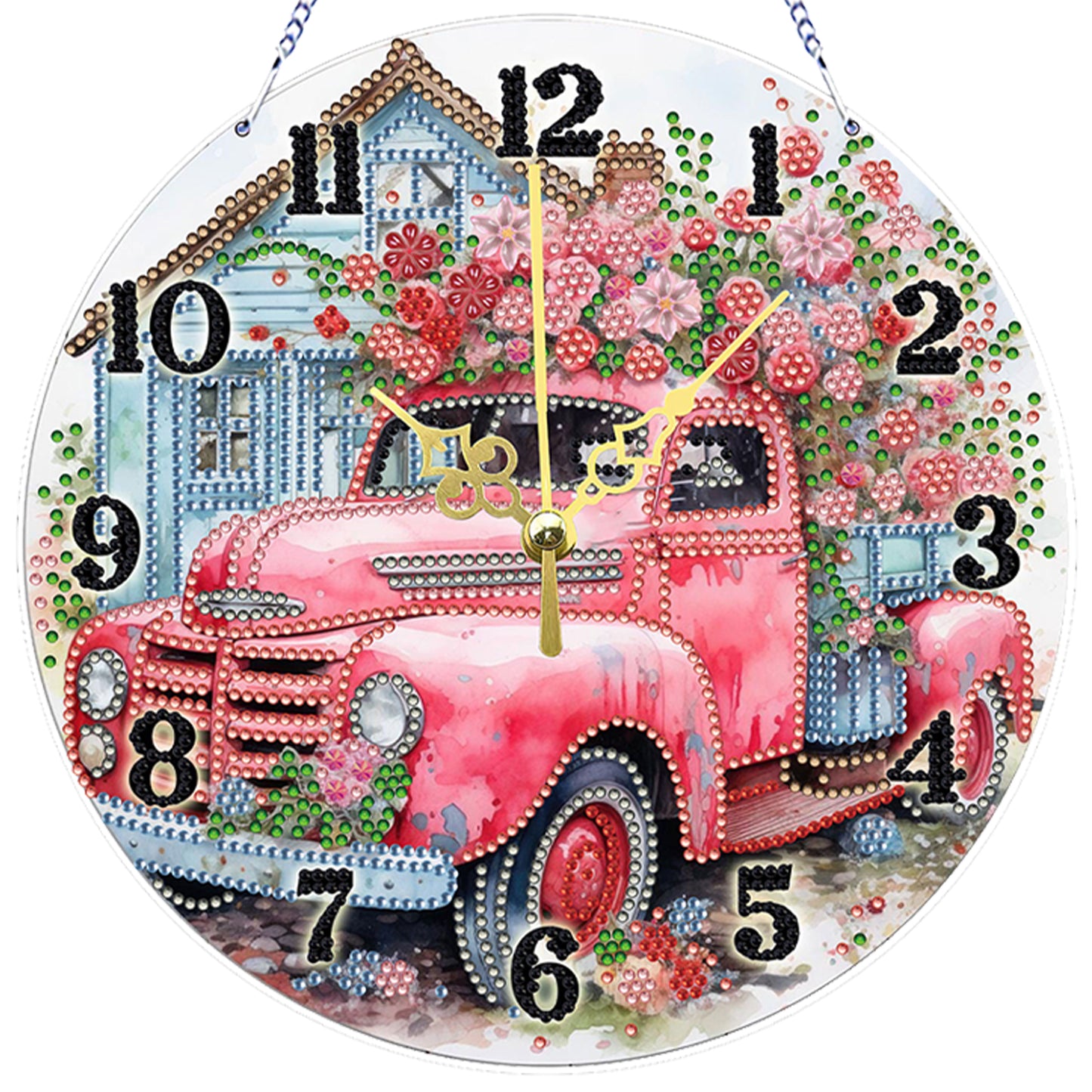 Flower Cart 2D Flat DIY Acrylic Diamonds Painting Clocks Home   Bedroom Decor