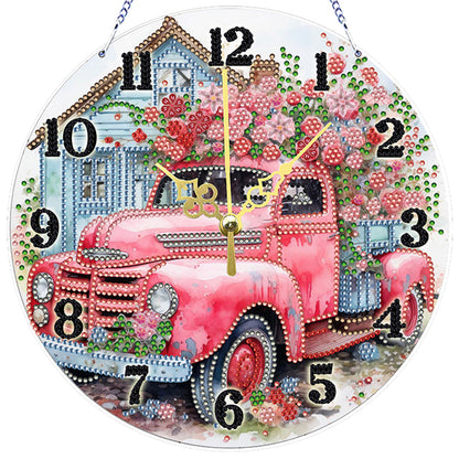 Flower Cart 2D Flat DIY Acrylic Diamonds Painting Clocks Home   Bedroom Decor