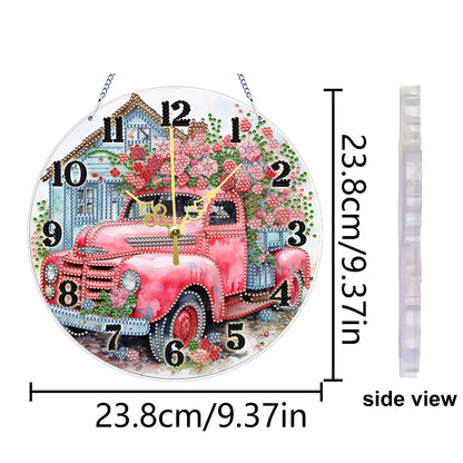 Flower Cart 2D Flat DIY Acrylic Diamonds Painting Clocks Home   Bedroom Decor