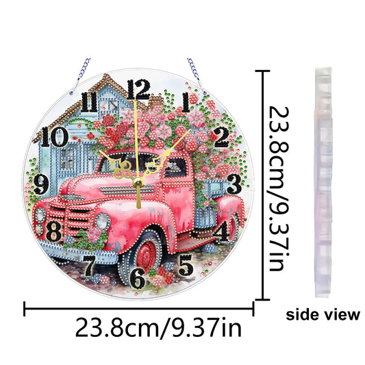 Flower Cart 2D Flat DIY Acrylic Diamonds Painting Clocks Home   Bedroom Decor