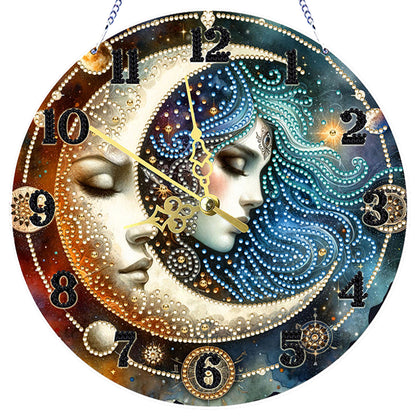 Star Moon Girl 2D Flat DIY Acrylic Diamonds Painting Clocks Home   Bedroom Decor