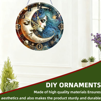 Star Moon Girl 2D Flat DIY Acrylic Diamonds Painting Clocks Home   Bedroom Decor