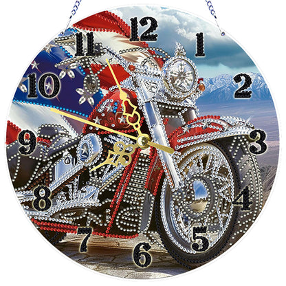 Motorcycle 2D Flat DIY Acrylic Diamonds Painting Clocks Home   Bedroom Decor