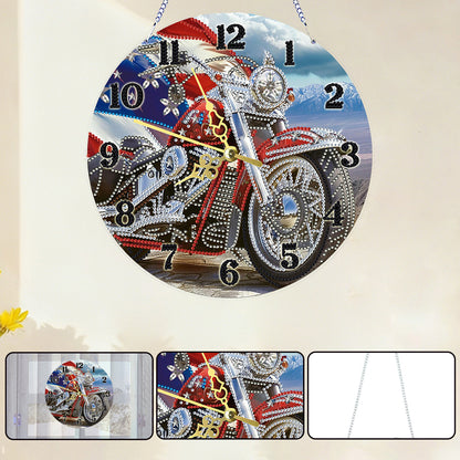 Motorcycle 2D Flat DIY Acrylic Diamonds Painting Clocks Home   Bedroom Decor
