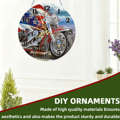 Motorcycle 2D Flat DIY Acrylic Diamonds Painting Clocks Home   Bedroom Decor