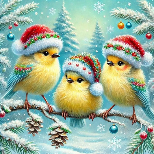 Christmas Hat Bird - Full Round Drill Diamond Painting 40*40CM