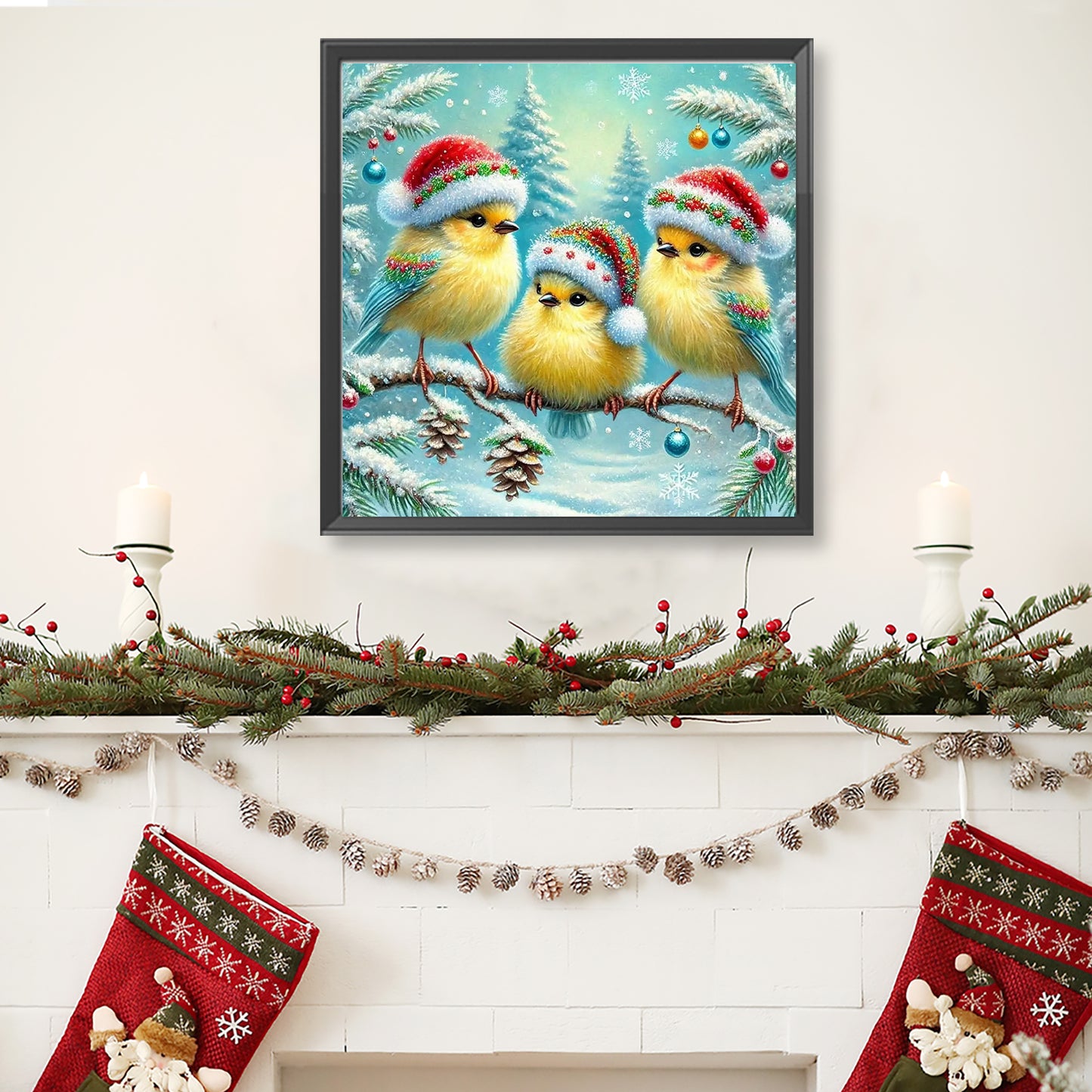Christmas Hat Bird - Full Round Drill Diamond Painting 40*40CM