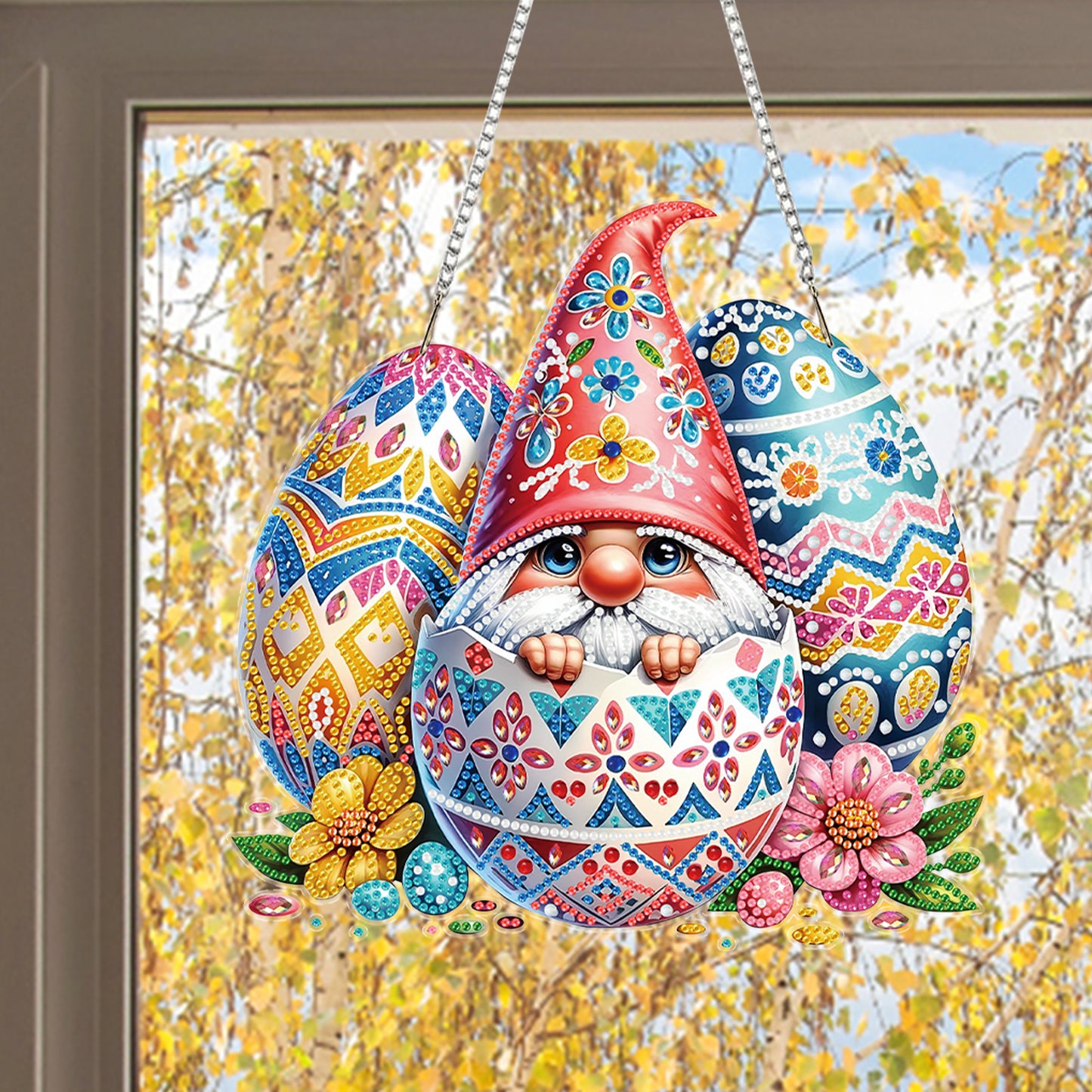 Easter Egg 2D Flat DIY Special Shape Diamond Art Hanging Pendant Kit Wall Decor