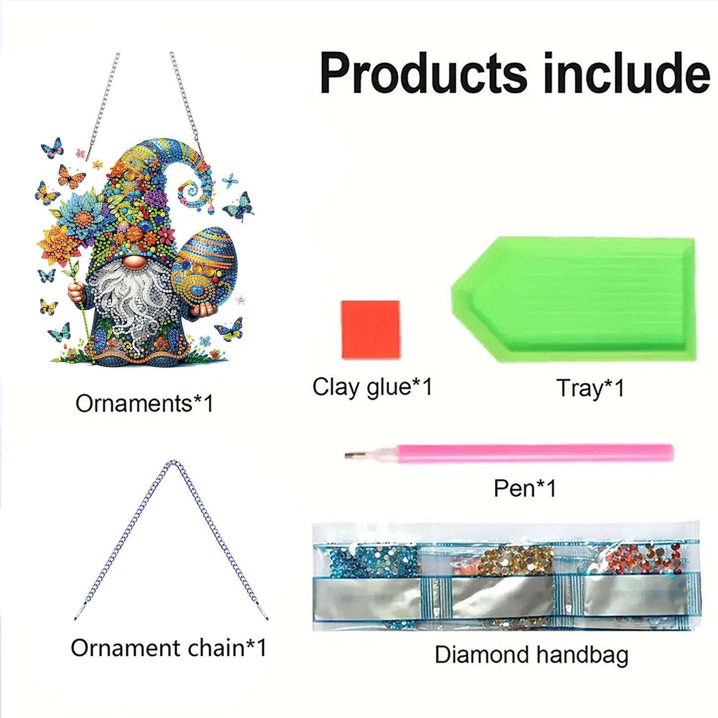 Easter 2D Flat DIY Special Shape Diamond Art Hanging Pendant Kit Wall Door Decor