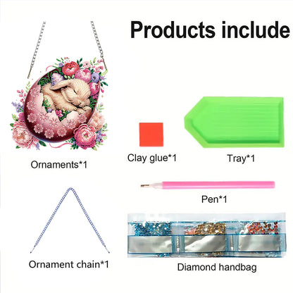 Rabbit 2D Flat DIY Special Shape Diamond Art Hanging Pendant Kit Wall Door Decor