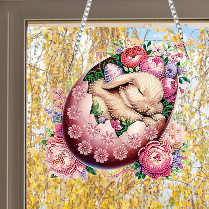 Rabbit 2D Flat DIY Special Shape Diamond Art Hanging Pendant Kit Wall Door Decor