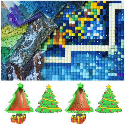 Christmas Tree Diamond Painting Tray Organizer with Lid for DIY Diamond Painting