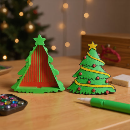 Christmas Tree Diamond Painting Tray Organizer with Lid for DIY Diamond Painting