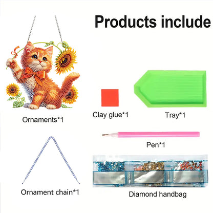Cats Sunflower 2D Flat DIY Special Shape Hanging Diamond Art Kits Wall Decor