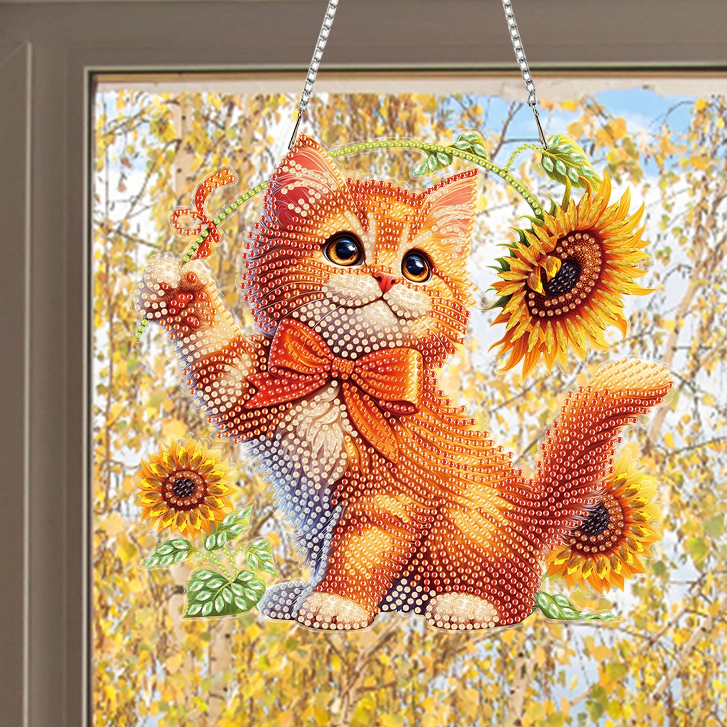 Cats Sunflower 2D Flat DIY Special Shape Hanging Diamond Art Kits Wall Decor
