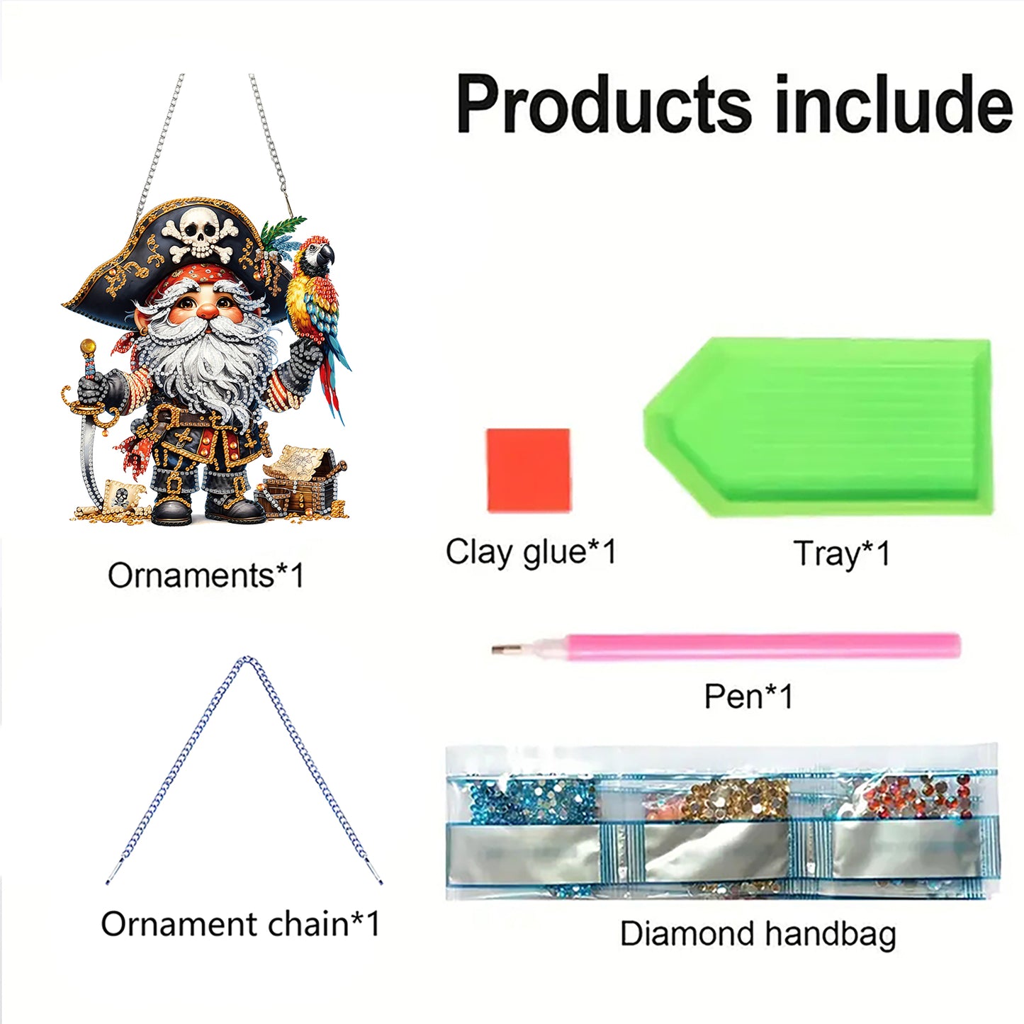 Pirate Gnome 2D Flat DIY Special Shape Hanging Diamond Art Kits Wall Decor