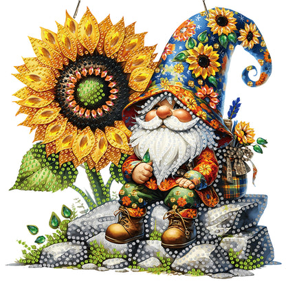 Gnome Sunflower 2D Flat DIY Special Shape Hanging Diamond Art Kits Wall Decor
