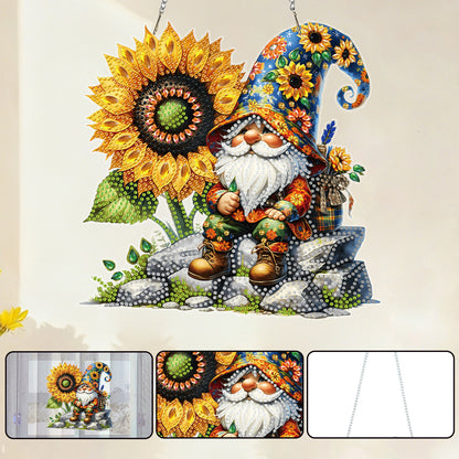 Gnome Sunflower 2D Flat DIY Special Shape Hanging Diamond Art Kits Wall Decor
