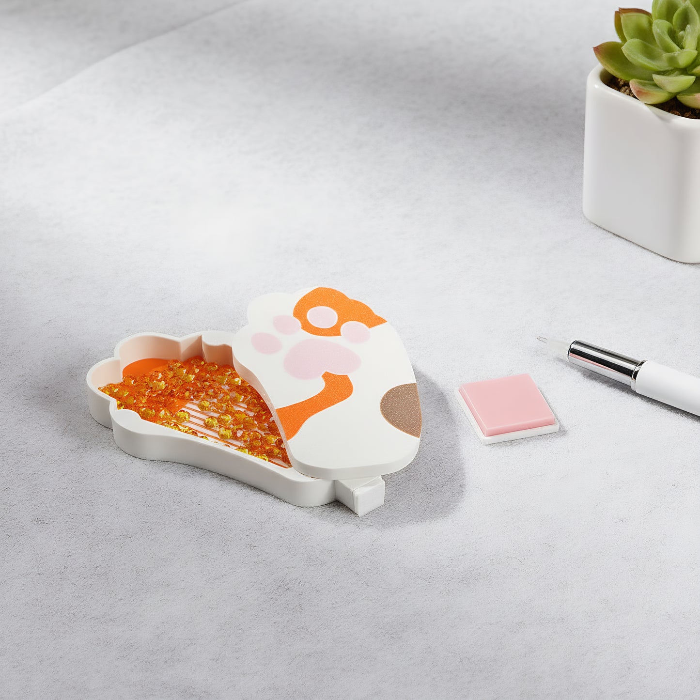 Diamond Painting Tray Organizer with Magnetic Lid for DIY Crafts(White-yellow L)