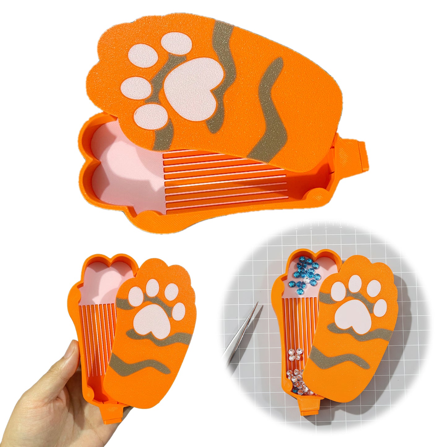 Diamond Painting Tray Organizer with Magnetic Lid for DIY Crafts Beads (Brown S)