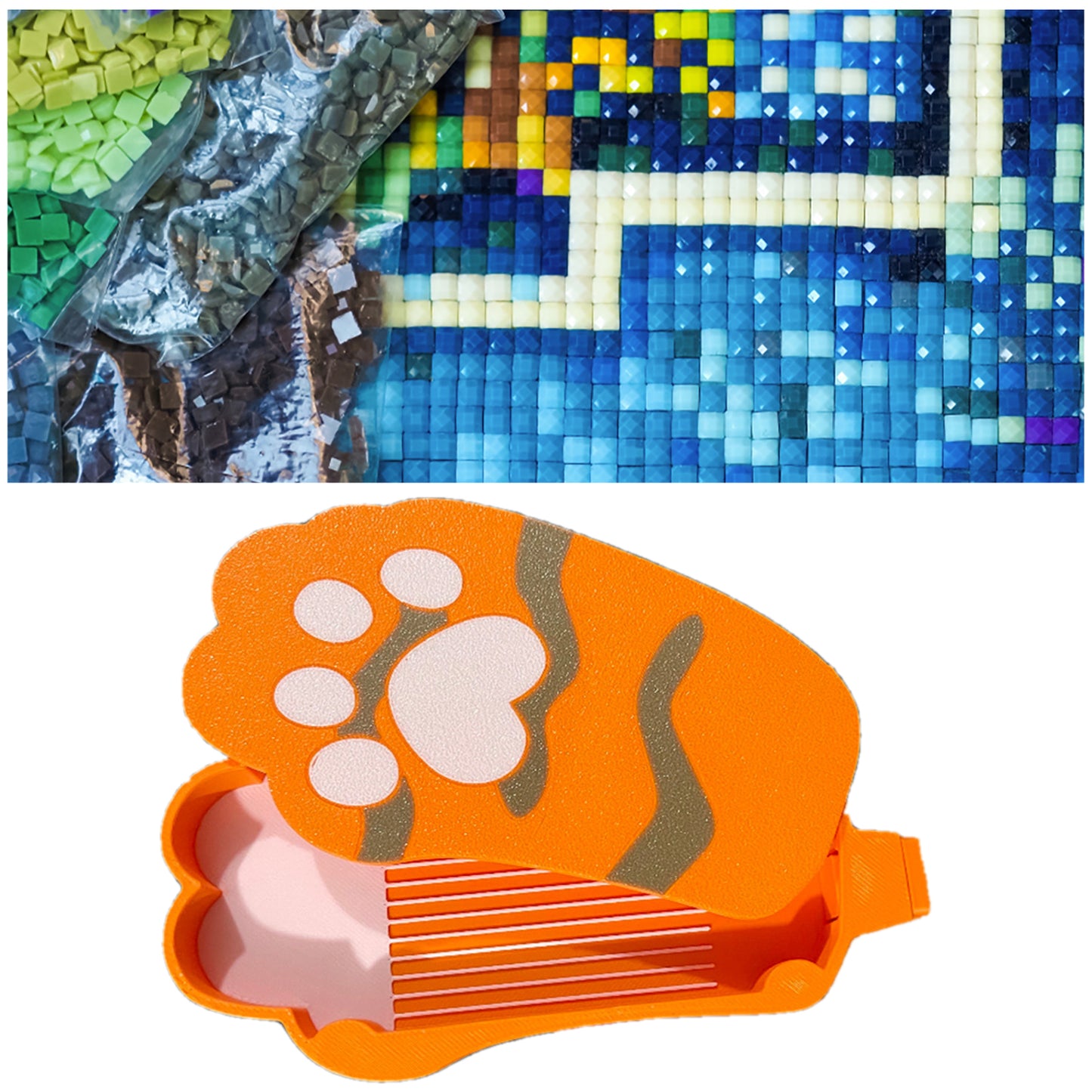 Diamond Painting Tray Organizer with Magnetic Lid for DIY Crafts Beads (Brown S)