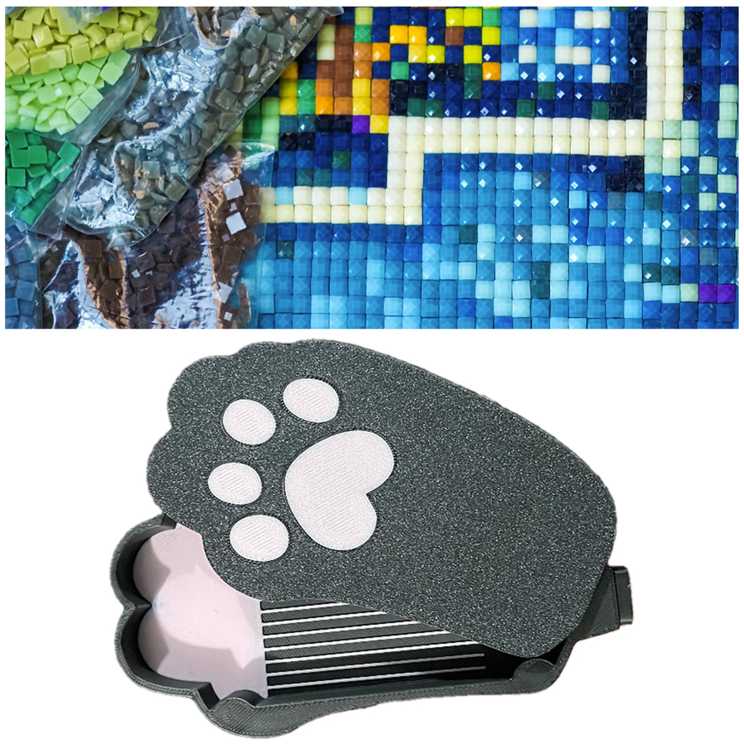 Diamond Painting Tray Organizer with Magnetic Lid for DIY Crafts Beads (Black S)