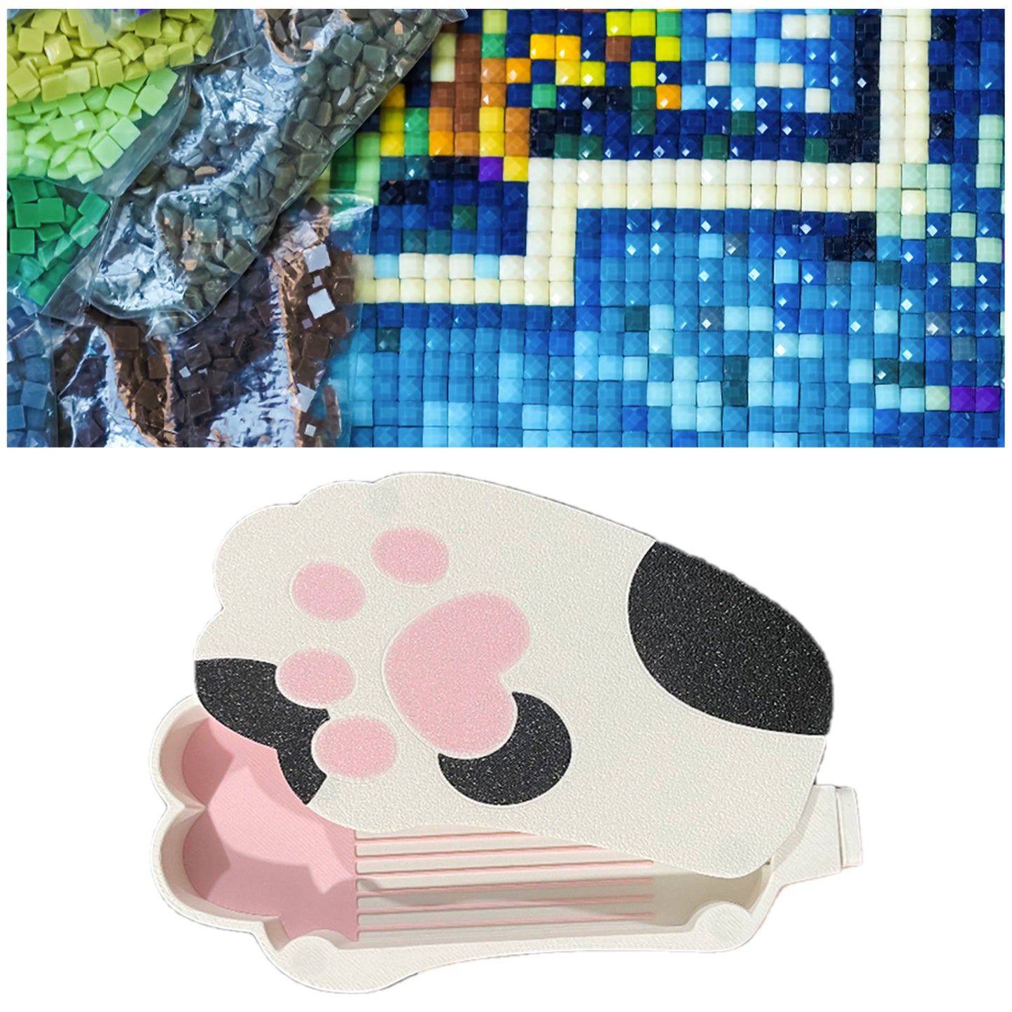 Diamond Painting Tray Organizer with Magnetic Lid for DIY Craft(White-black S)